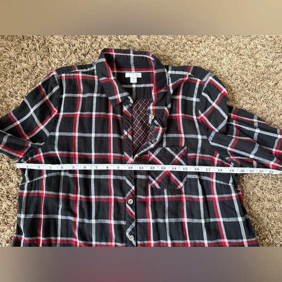 J.Jill Button Up tunic top women’s L Petite red black plaid long sleeve fall - Picture 11 of 11